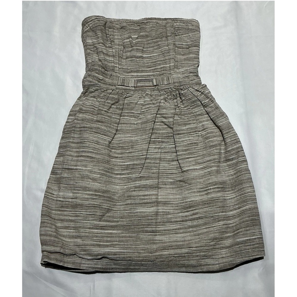 Banana Republic Mini Dress Womens 2 Tan Belted Linen Blend Lined - Picture 1 of 8